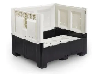 Palletbox,HxLxB 973x1200x1000mm,905l,PE,zwart/ivoorkleurig - 3