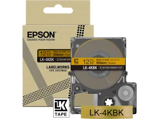 C53S654001 Epsom 12mm zwart goud LK4KBK lettertape 5m satijn ribbon - 1