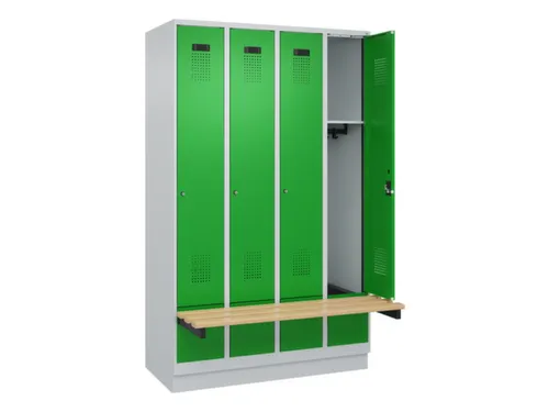 locker met bank,HxBxD 1950x1200x815mm,4vak,vak B 300mm,cilinderslot