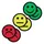 Magneet smiley 25mm 2x geel 2x groen 2x rood