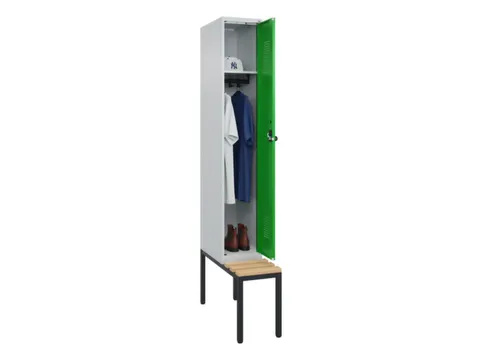 locker met bank,HxBxD 2120x300x815mm,1vak,vak B 300mm,draaigrendel