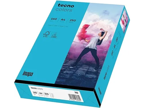 Inapa Tecno colors Gekleurd papier A4 Blauw 160 gram 250 vel