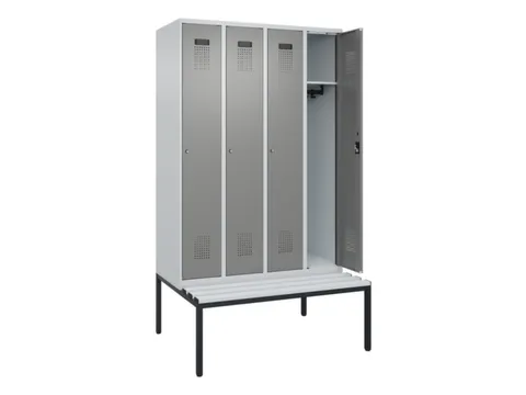 locker met bank,HxBxD 2120x1200x815mm,4vak,vak B 300mm,cilinderslot