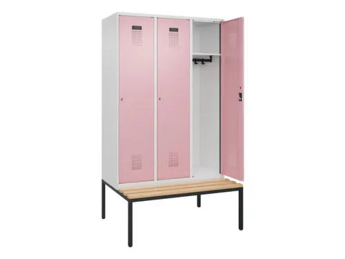 locker met bank,HxBxD 2120x1200x815mm,3vak,vak B 400mm,cilinderslot