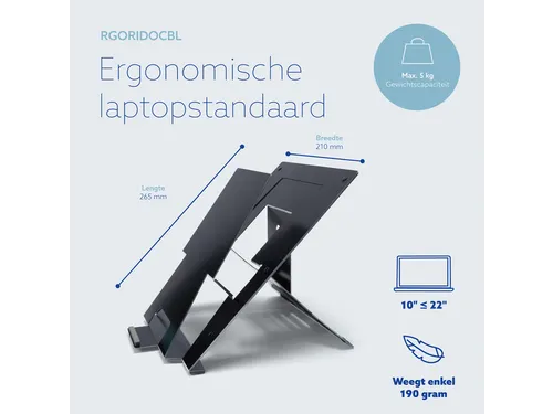Laptopstandaard R-Go Riser Documenthouder Zwart