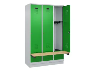 locker met bank,HxBxD 1950x1200x815mm,3vak,vak B 400mm,cilinderslot - 1