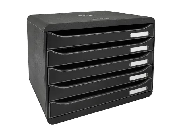 Ladenblok Big-Box Plus, horizontaal, zwart 5 laden