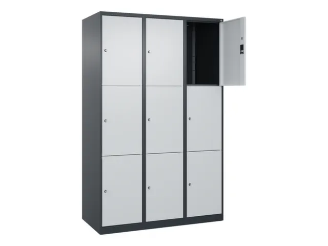 lockerkast,HxBxD 1850x1200x500mm,3x3vakken,vak B 400mm,cil.-slot