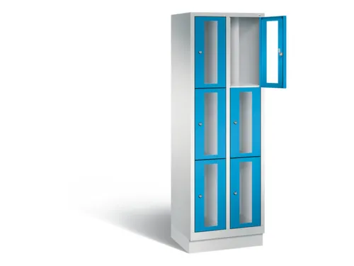 Lockerkast 1800x610x500mm 2x3 vakken Cilinderslot, Sokkel, RAL5012