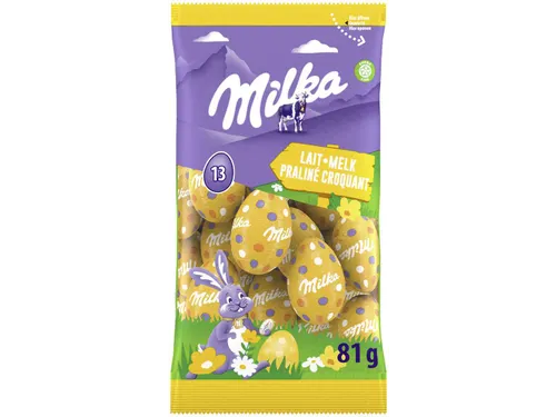 Milka paaseitjes 81g melk praliné croquant