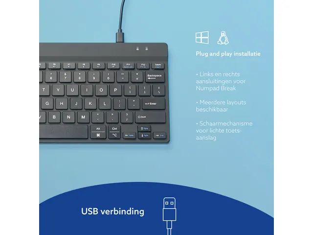 Toetsenbord R-Go Ergonomisch Compact Break QWERTY (US) Zwart