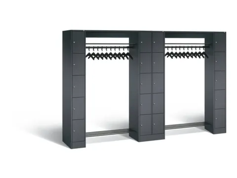 locker met kapstok,HxBxD 1950x2840x480mm,romp RAL7021,front RAL7021