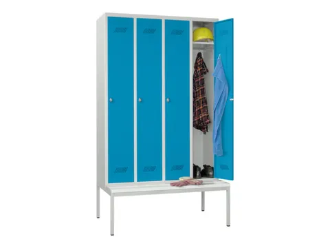 locker met bank,HxBxD 2150x1200x500mm,4vak,RAL7035,front RAL5012
