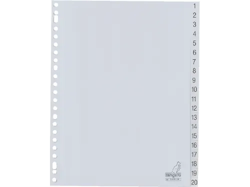 Tabbladen Kangaro A4 23-Gaats G420CM 1-20 Genummerd Grijs Pp