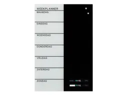 Glasmagneetbord Naga 40x60cm weekplanner NL zwart/wit