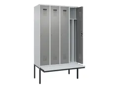 locker met bank,voor scheiding van kleding,HxBxD 2120x1200x815mm,4vak