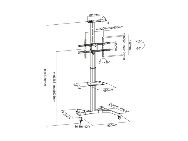 Monitorstandaard Verrijdbaar tot 70 inch Zwart