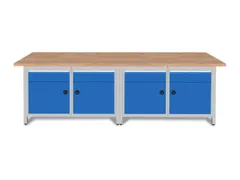 établi HxlxP 860x2800x750mm piètement RAL3003 faces avant RAL3003