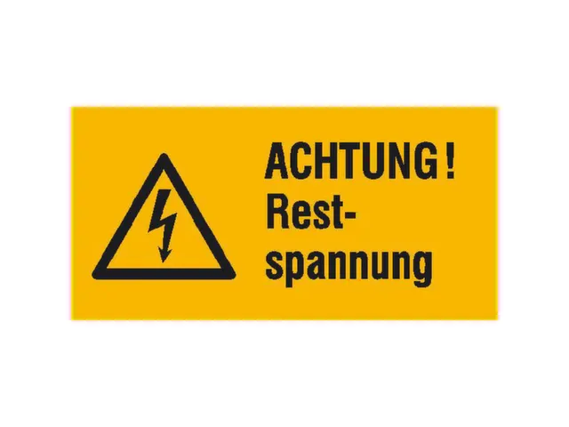 waarschuwings-combibord,Let op! Restspanning,PVC,HxB 26x52mm