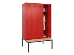 locker met bank,HxBxD 2120x1200x815mm,4vak,vak B 300mm,draaigrendel