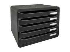Ladenblok Big-Box Plus, horizontaal, zwart 5 laden