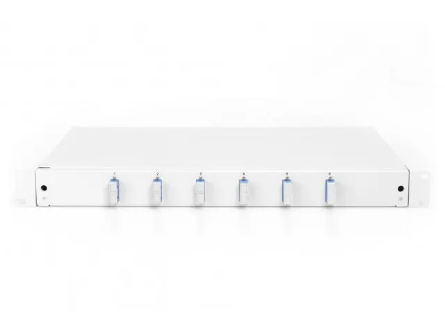 FO-lasbox 1U uitgerust,6x SC DX OS2 incl. lascassette gekleurde pigtai