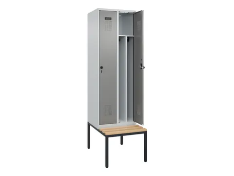 locker met bank,voor scheiding van kleding,HxBxD 2120x600x815mm,2vak