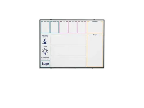 Whiteboard bedrukt eigen ontwerp 45x60cm Softline 8mm zwart profiel