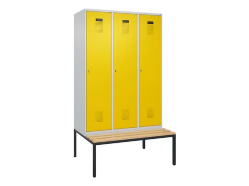 locker met bank,HxBxD 2120x1200x815mm,3vak,vak B 400mm,cilinderslot