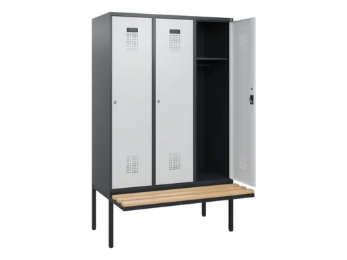 locker met bank,HxBxD 1950x1200x815mm,3vak,vak B 400mm,cilinderslot