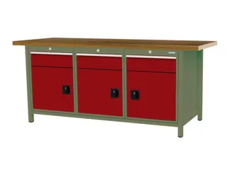 werkbank,HxBxD 860x2000x750mm,onderstel RAL6011,fronten RAL3003 - 3