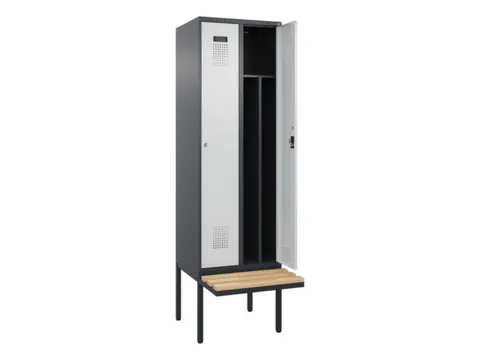 locker met bank,voor scheiding van kleding,HxBxD 2120x600x815mm,2vak