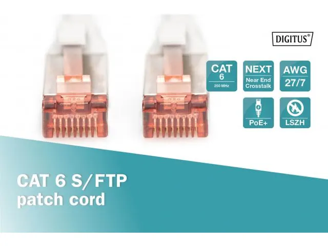 CAT 6 S-FTP patchkabel Cu LSZH AWG 27/7 Lengte 30m Grijs