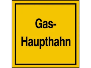 aanwijzingsbord,Gashoofdkraan,aluminium gemerkt,gemoffeld,geel/zwart - 1