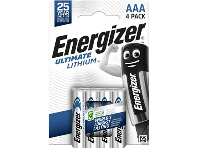 batterijen Lithium AAA, blister van 4 stuks