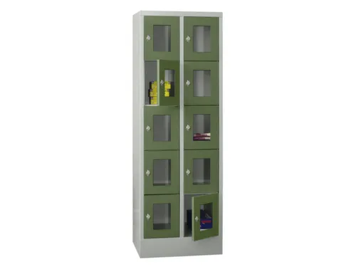 lockerkast,HxBxD 1850x600x500mm,2x5vakken,RAL7035,front RAL6011