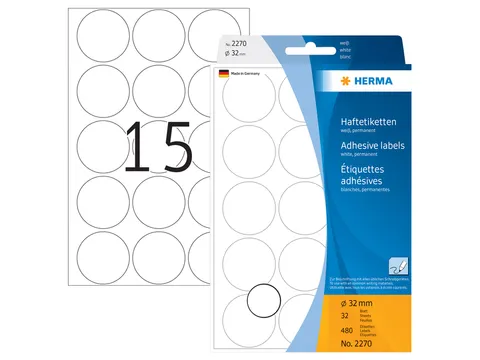 HERMA 2270 Multipurpose etiketten Rond 32mm Wit 480 stuks
