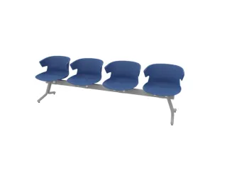 Wachtkamerbank 4Zittingen Kunststof Kuipen Blauw Frame Antraciet - 2