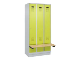 locker met bank,HxBxD 1950x900x815mm,3vak,vak B 300mm,cilinderslot - 2