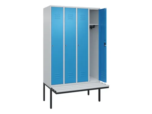 locker met bank,HxBxD 2120x1200x815mm,4vak,vak B 300mm,cil.-slot