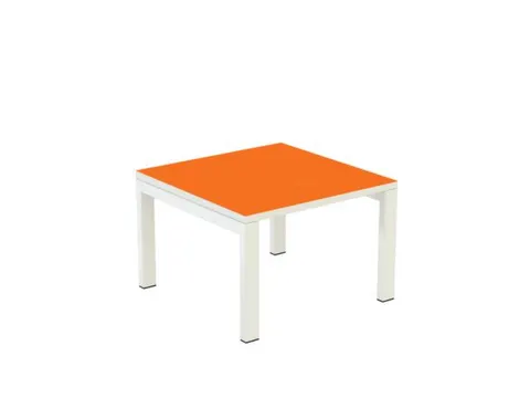 Bijzettafel 400X600X600Mm Vierkant Oranje 4Voeten Wit Vierkante Buis