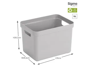Sigma Home opbergbox 18L grijs - 35x24,6x24,3cm - 2