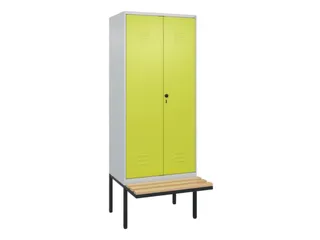 PBM-locker met bank,HxBxD 2120x800x815mm,2vak,vak B 400mm,draaigrendel - 1