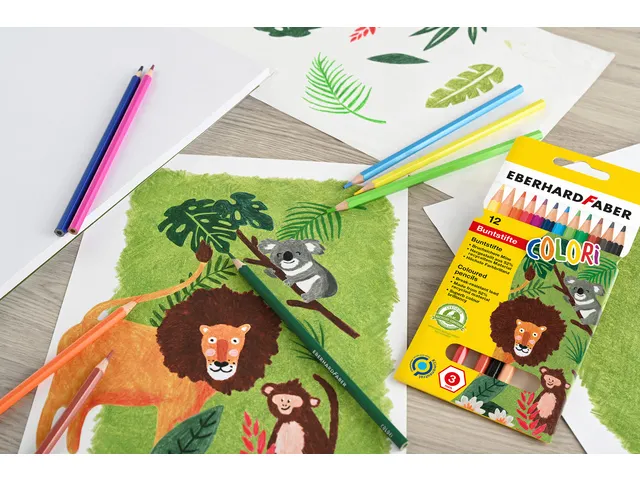 Kleurpotlood Eberhard Faber 17,5cm kartonnen etui à 12 stuks assorti