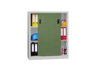 schuifdeurkast,HxBxD 1200x1000x400mm,RAL7035,front RAL6011 - 1