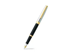 Vulpen SHEAFFER Sagaris E9475 F Glossy black chrome cap gold trims