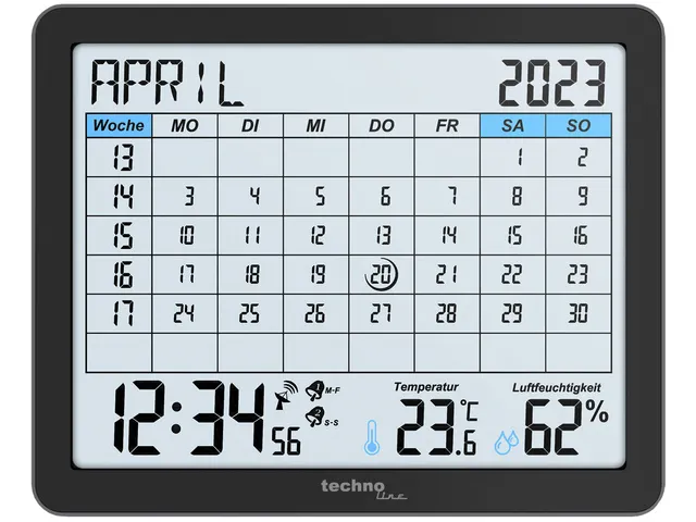 Digitale kalender Technoline WT 2600 172x139x21mm zwart