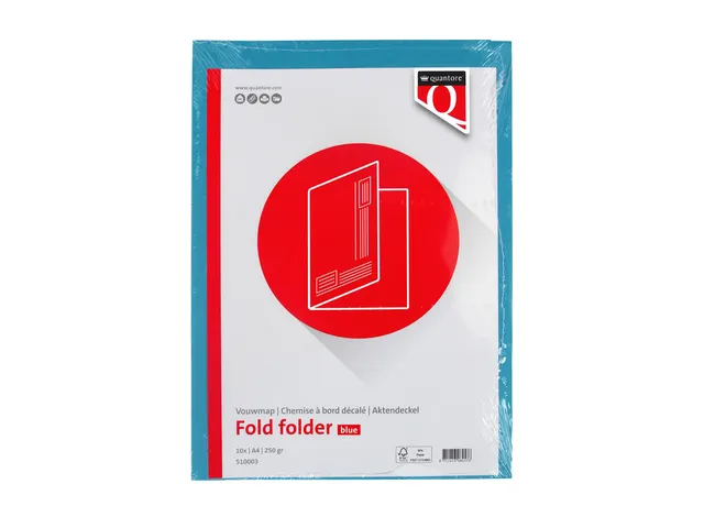 Vouwmap Quantore A4 ongelijke zijde 250gr blauw
