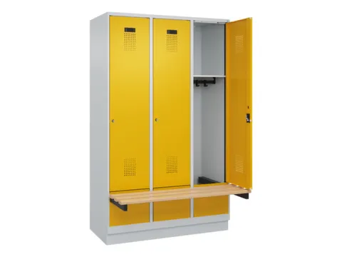locker met bank,HxBxD 1950x1200x815mm,3vak,vak B 400mm,cilinderslot
