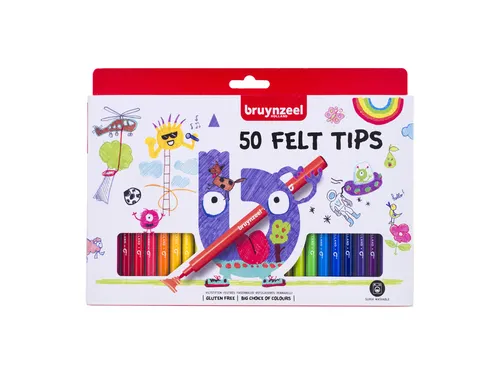 Viltstift Bruynzeel Kids assorti 50 stuks